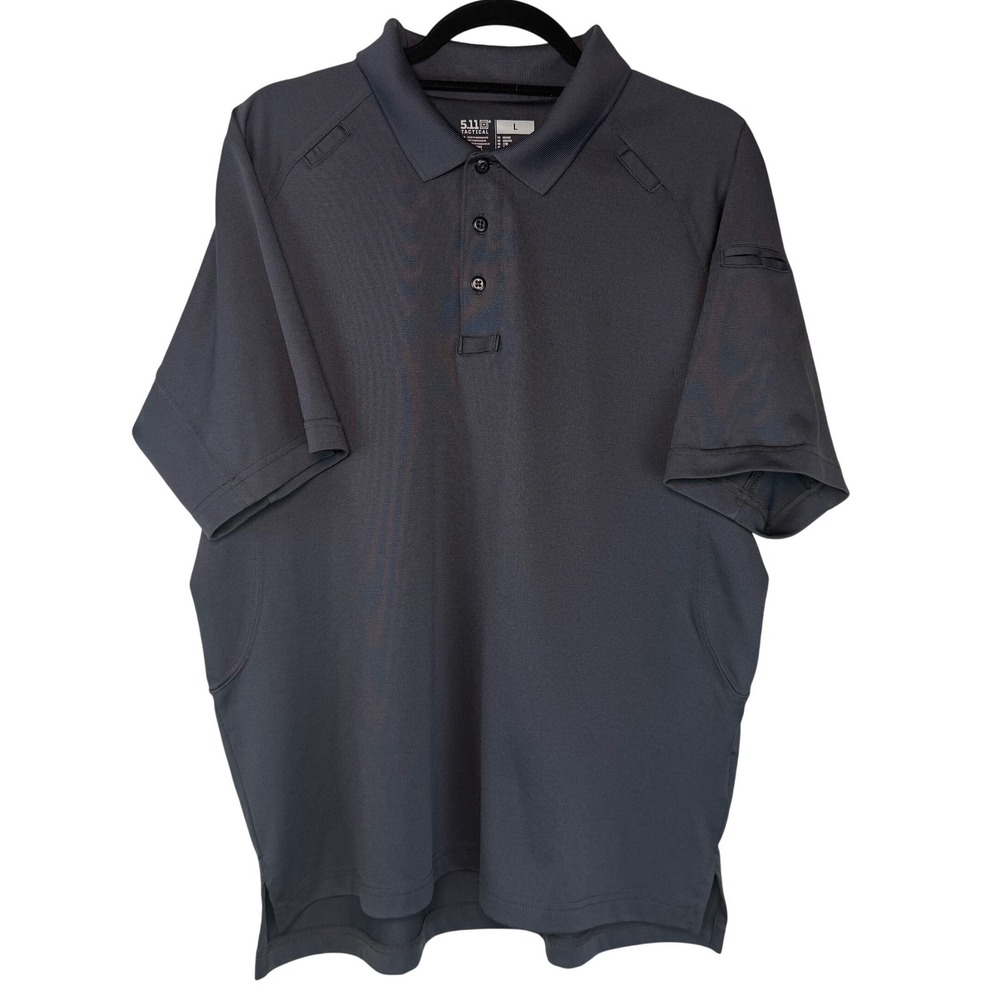 5.11 Tactical Performance Polo Shirt Mens Large Gray Short Sleeve Mic Loops SKU